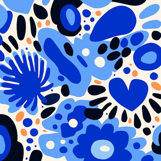 ベクトル 青と白の花の形状のパターン織物 スプーンフラワーカスタム織物 抽象的なミニマリズム