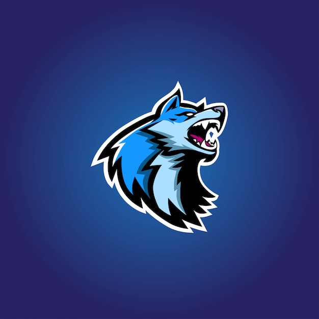 Vector blue wolf esport gaming-logo