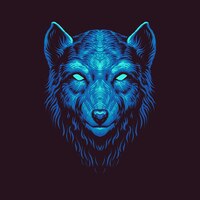 Vector blue wolf head vector illustration