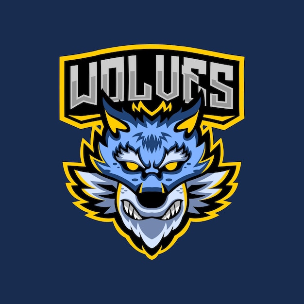 Vector a blue wolf logo with the word wolves on it