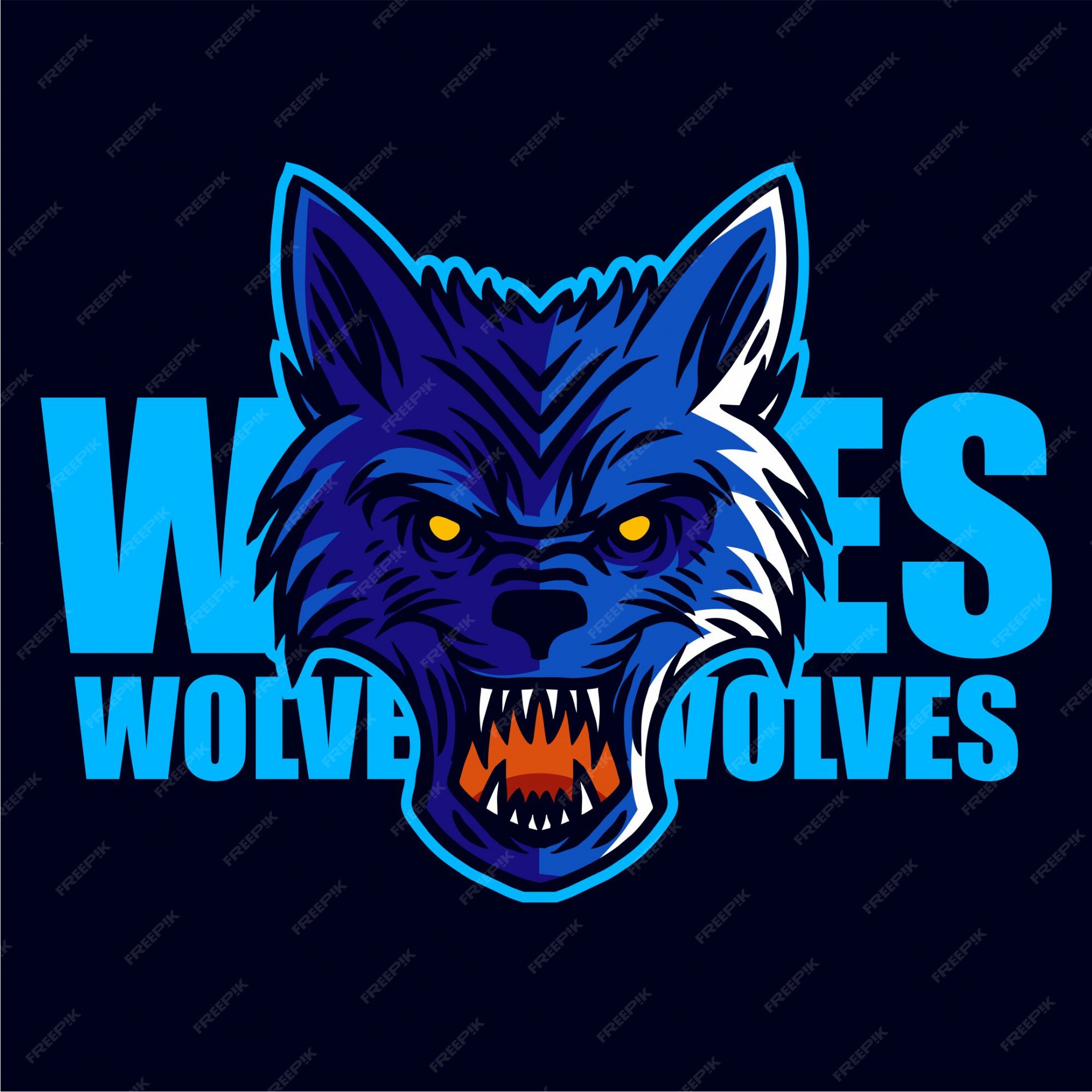 Premium Vector | Blue wolves