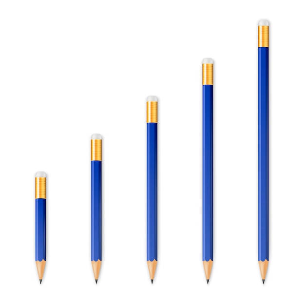 Vector blue wooden sharp pencils