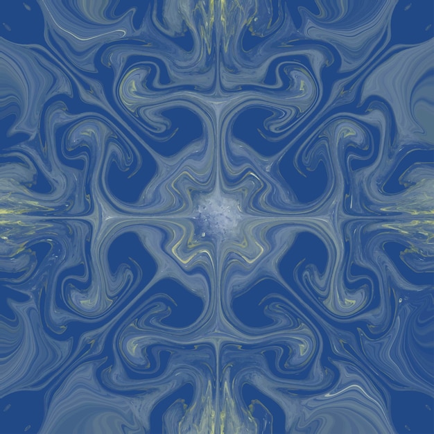 A blue and yellow abstract background with a pattern liquid marble