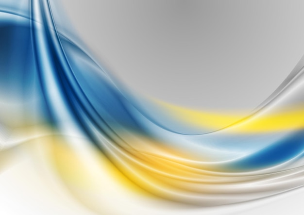 Vector blue and yellow abstract waves background