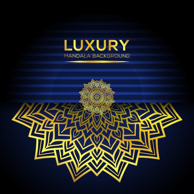 A blue and yellow background with a design that says luxury mandala