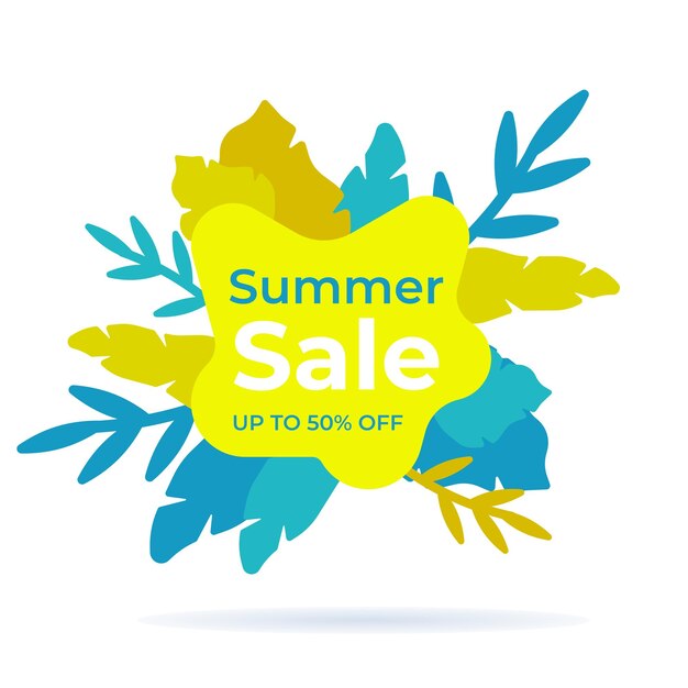 A blue and yellow banner with the words summer sale on it.