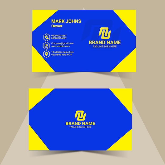 Vector a blue and yellow business card design