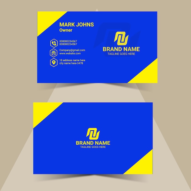 Vector a blue and yellow business card design