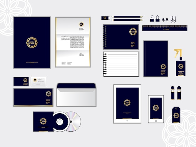 blue and yellow corporate identity template 