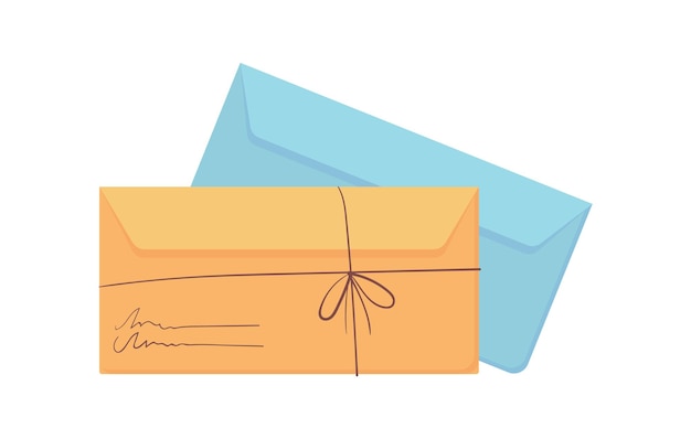 Blue and yellow envelopes. artoon envelope for mail illustration