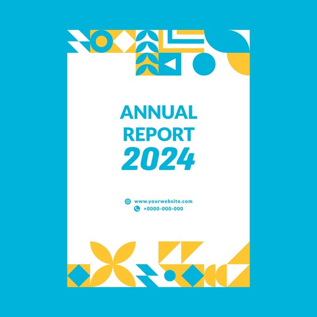 Vector blue and yellow geometric annual report design template