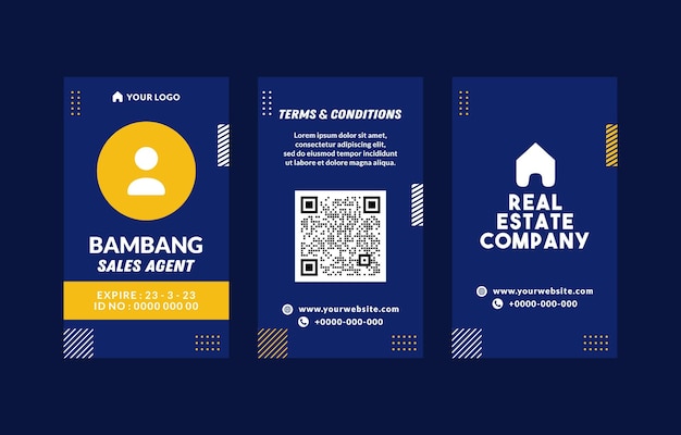 Vector blue and yellow geometric business card design template