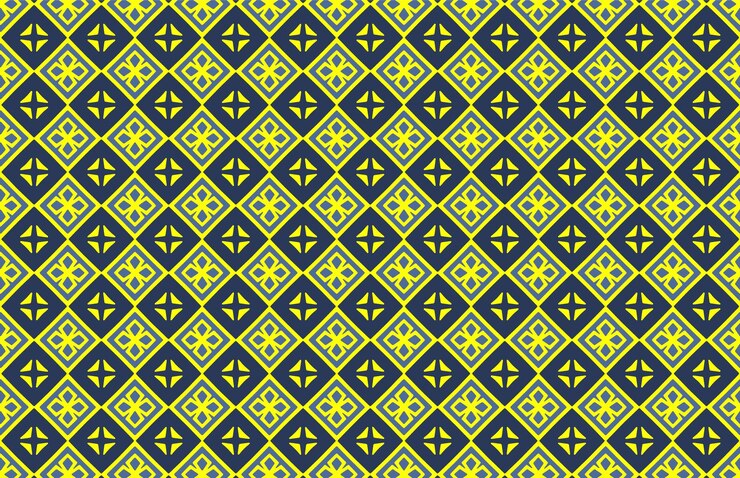 Vector blue and yellow geometric fabric design