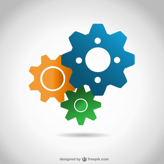 Vector blue, yellow and green gears