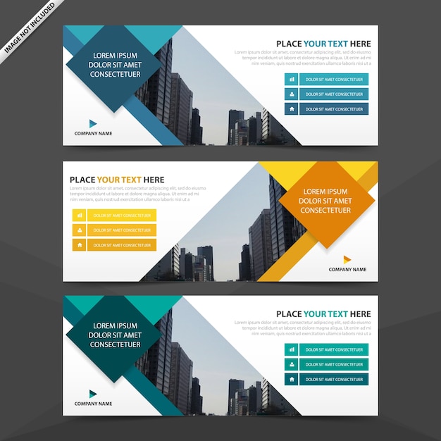 Blue yellow green square abstract corporate business banner template