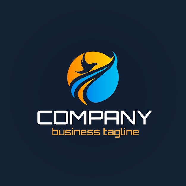 会社のビジネス タグの青と黄色のロゴ