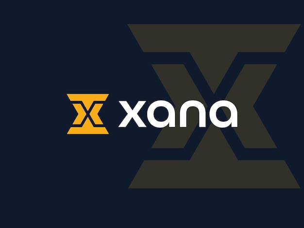 A blue and yellow logo for xana.