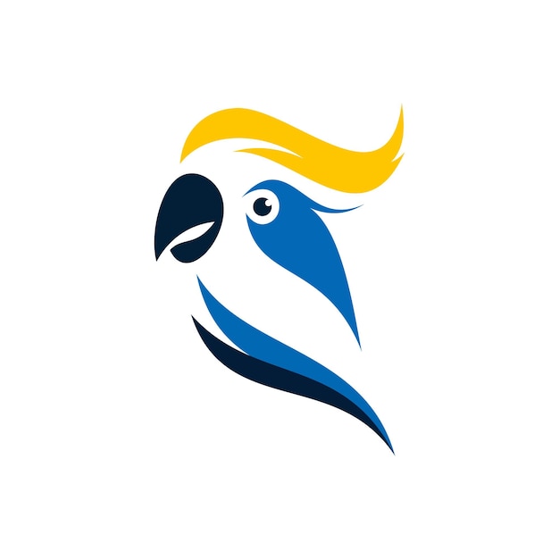 blue and yellow macaw head vector logo