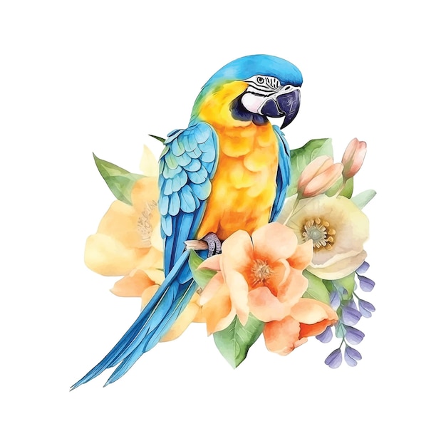 Blue and yellow Macaw watercolor paint