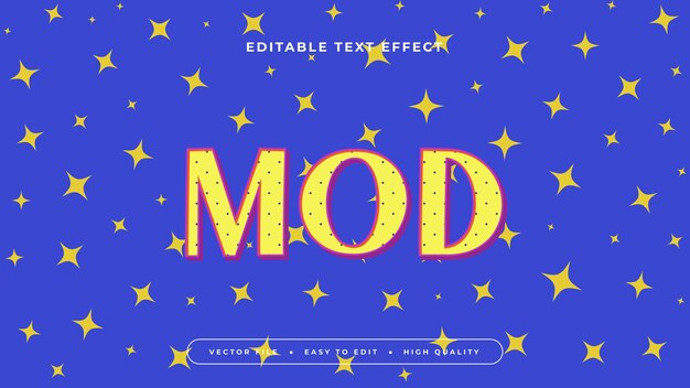 파란색과 노란색 MOD 3D 편집 가능한 텍스트 효과 글 스타일