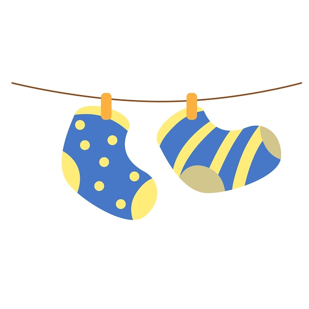 blue yellow polkadot and stripped sock with string