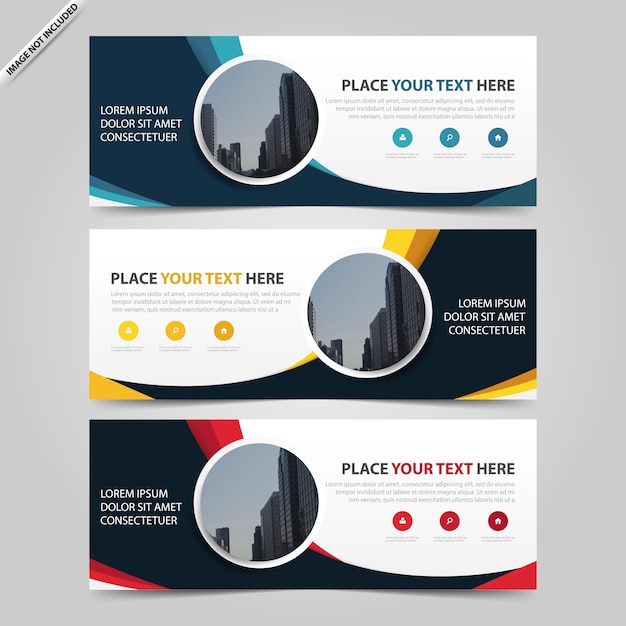 Blue yellow red circle abstract corporate business banner template