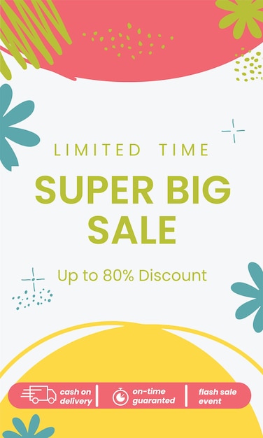 A blue and yellow sale sign that says super big sale