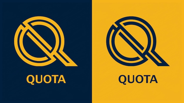 a blue and yellow sign that says quota q lettring logo