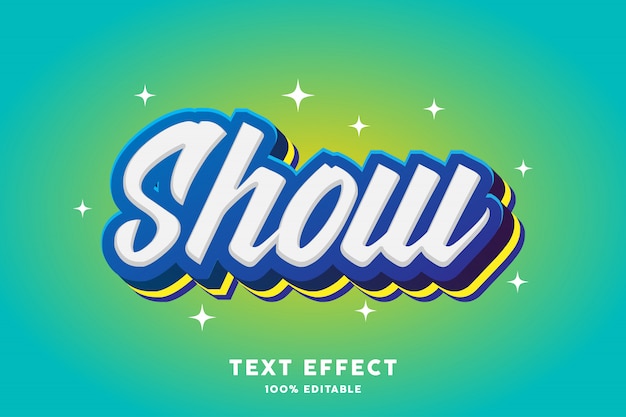 Blue and yellow stroke overlay text effect, editable text