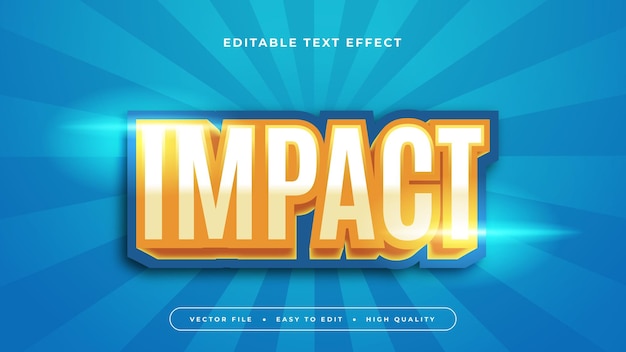 Blue yellow and white impact 3d editable text effect font style
