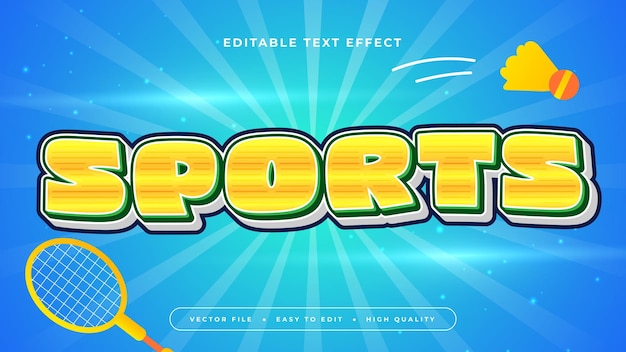 Blue yellow and white sports 3d editable text effect font style