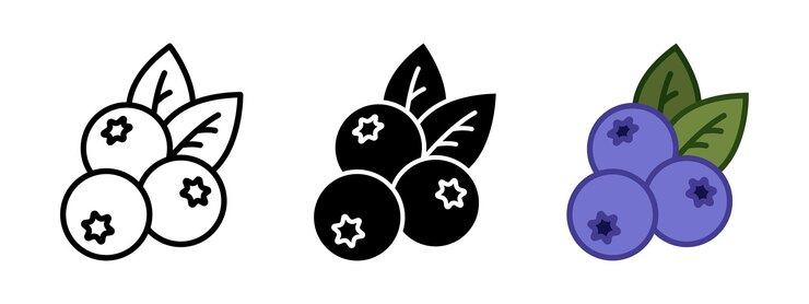 Blueberry Black currant symbol Bilberry vector illustration Ripe blue berry sign