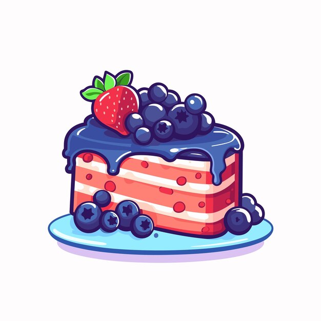 Vector blueberry cake colorful fruit sweet yummy cake