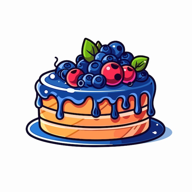 Vector blueberry cake kleurrijke fruit zoete heerlijke cake