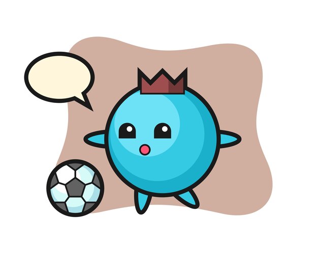 Vector blueberry cartoon is playing soccer