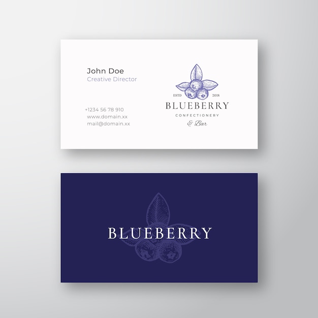 Blueberry confectionary abstract elegant logo and business card