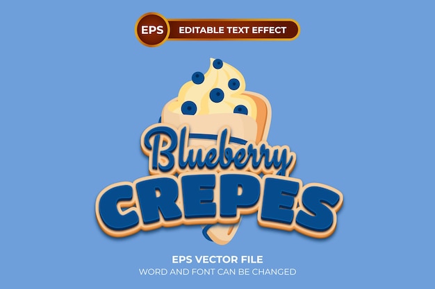 Blueberry crepes logo with editable text effect