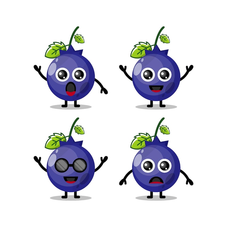 Vector ブルーベリーかわいいキャラクターのロゴ