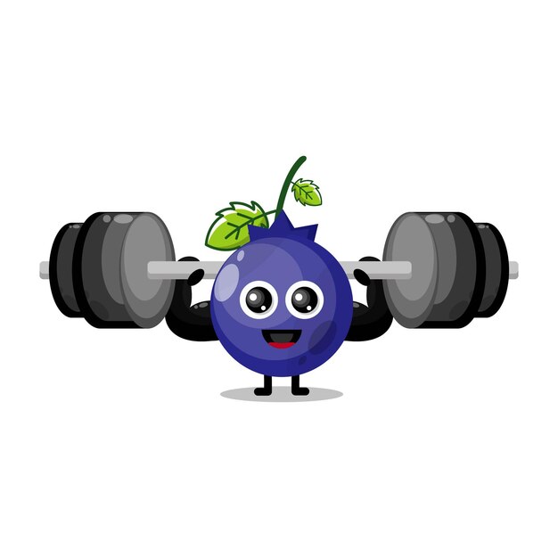 Mirtillo fitness simpatico personaggio mascotte