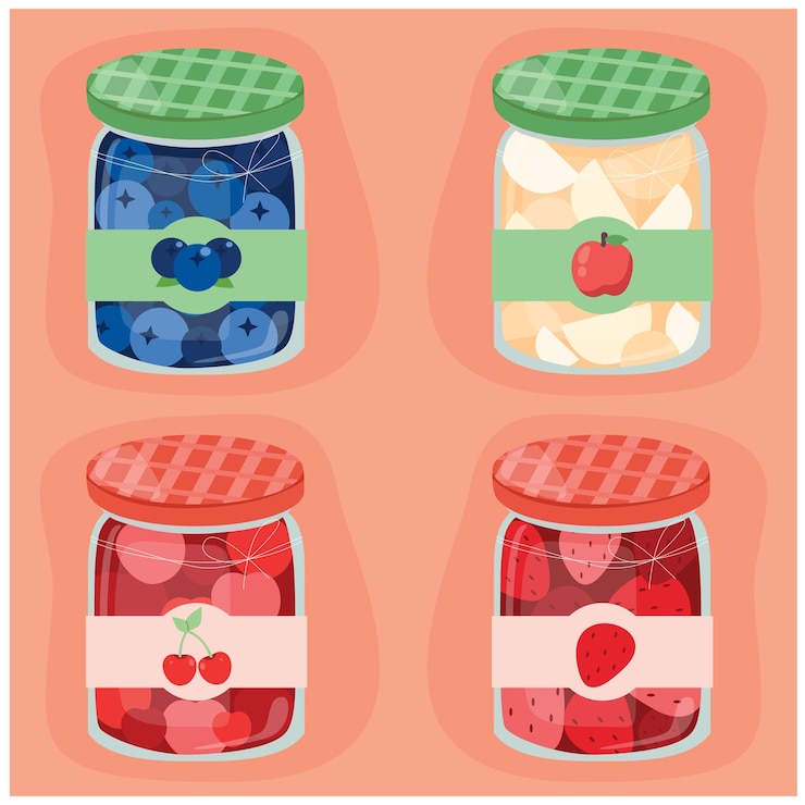 Blueberry Jam Apple Jam Cherry jam Strawberry Jam