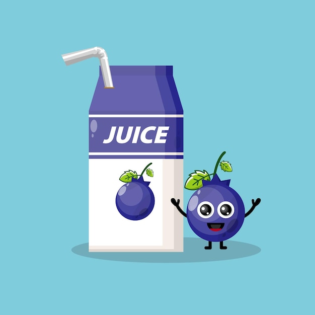 Blueberry juice box cute character mascot