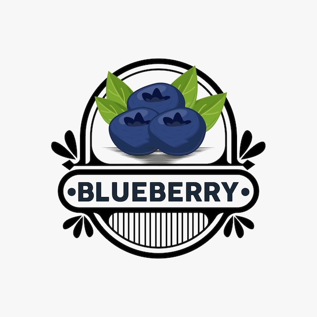 Vector blueberry logo garden farm fresh fruit vector elegant simple design symbol illustration template