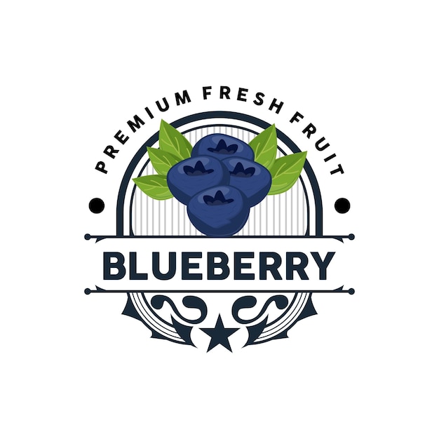 Blueberry Logo Tuin Boerderij Vers Fruit Vector Elegante Eenvoudig Ontwerp Symbool Illustratie Sjabloon