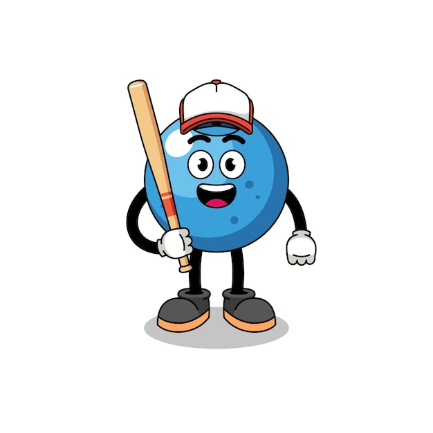 Blueberry mascot cartoon as a baseball player