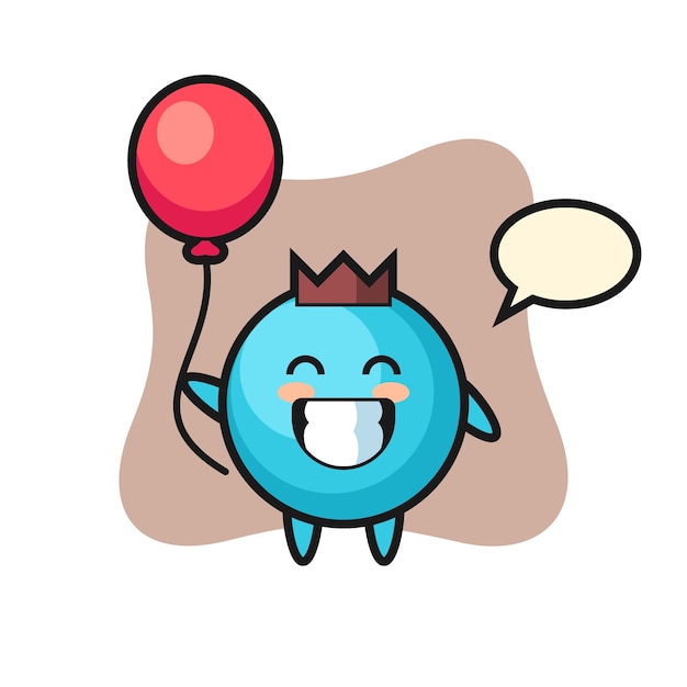 Blueberry mascot is playing balloon