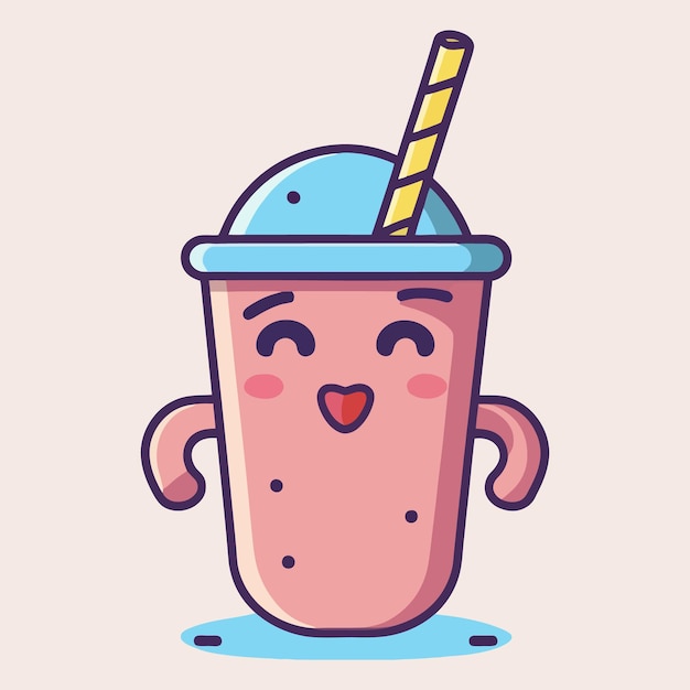 Blueberry smoothie simple minimalism flat color vector art illustration