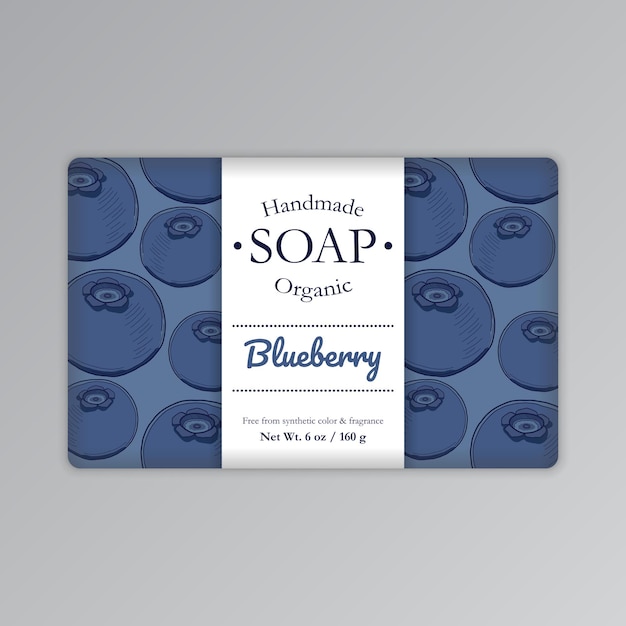 Vector blueberry soap packaging label design