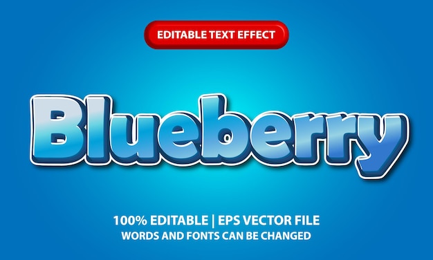 ブルーベリー テキスト、編集可能なテキスト効果テンプレート、大胆な青のグラデーション フォント スタイル