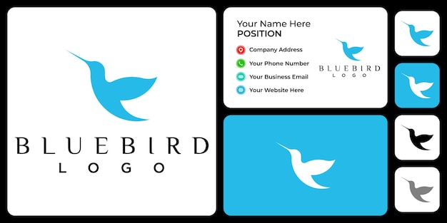 Design del logo bluebird con modello di biglietto da visita.