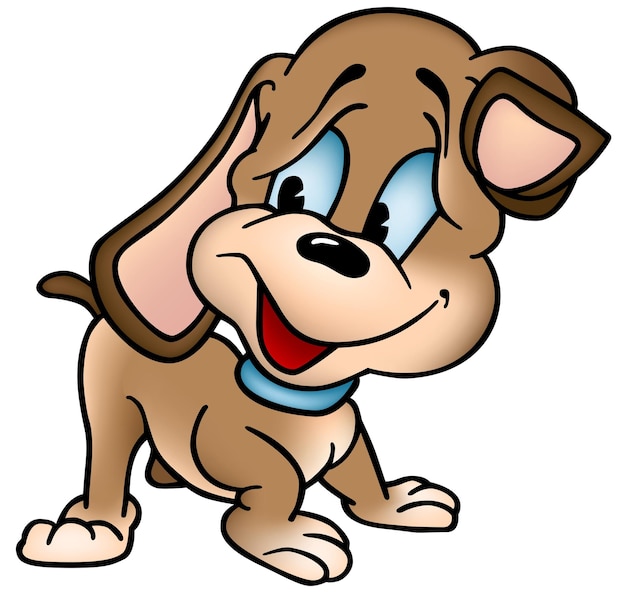 Blueeyed schattige bruine puppy van zijaanzicht als Cartoon afbeelding